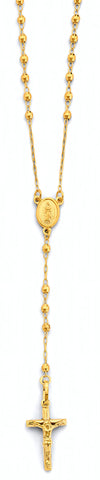 14K Yellow Gold 2.5mm Disco Ball Rosary Necklace