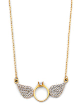 Load image into Gallery viewer, 14K Two Tone Gold Double Angel CZ Wing Necklace