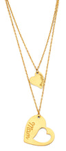 Load image into Gallery viewer, 14K Yellow Gold Mom And Daughter Heart Necklace