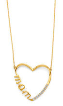 Load image into Gallery viewer, 14K Two Tone CZ Mom Open Heart Necklace