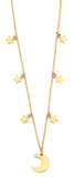 14K Yellow Gold Moon And Stars Necklace