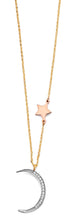 Load image into Gallery viewer, 14K Tri Color Gold CZ Moon And Star Necklace