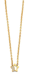 14K Yellow Gold CZ Open Star Necklace
