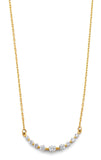 14K Yellow Gold Curved Gradated Round CZ Necklace