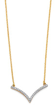 Load image into Gallery viewer, 14K Two Tone Gold V Shape CZ Necklace