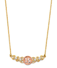 Load image into Gallery viewer, 14K Yellow Gold Two Tone 15 Years CZ Necklace