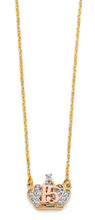 Load image into Gallery viewer, 14K Yellow Gold Tri Color 15 Years CZ Necklace