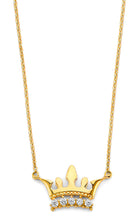 Load image into Gallery viewer, 14K Yellow Gold CZ Crown Necklace