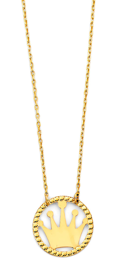 14K Yellow Gold Crown Necklace