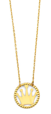14K Yellow Gold Crown Necklace