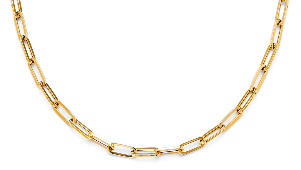 14K Yellow Gold Hollow Plain Paperclip Necklace