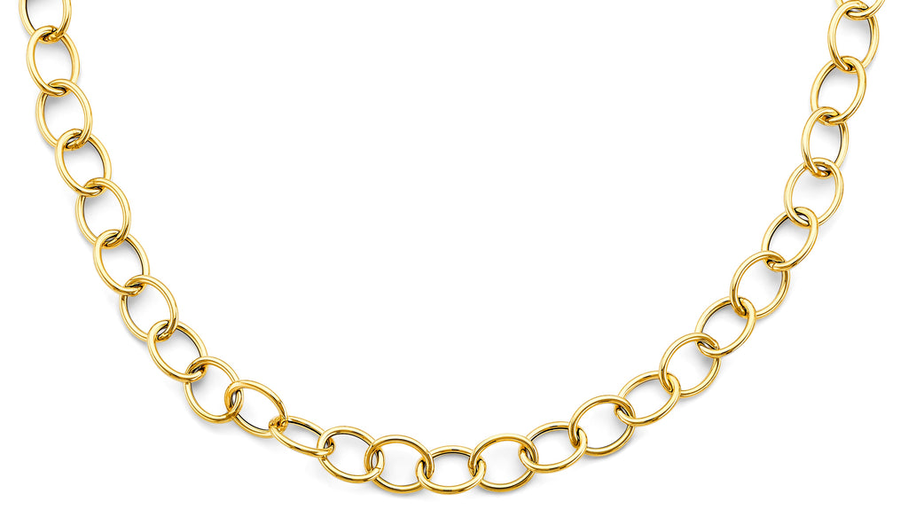 14K Yellow Gold Hollow Oval Link Necklace