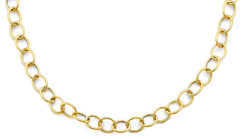 14K Yellow Gold Hollow Oval Link Necklace