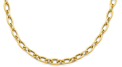 14K Yellow Gold Hollow Bold Oval Link Necklace