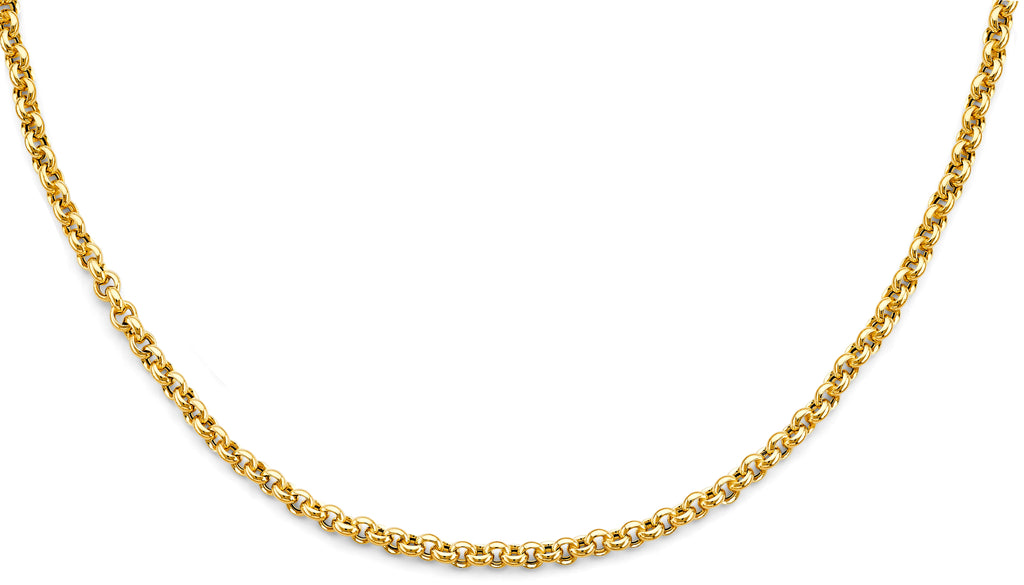 14K Yellow Gold Hollow Rolo Necklace