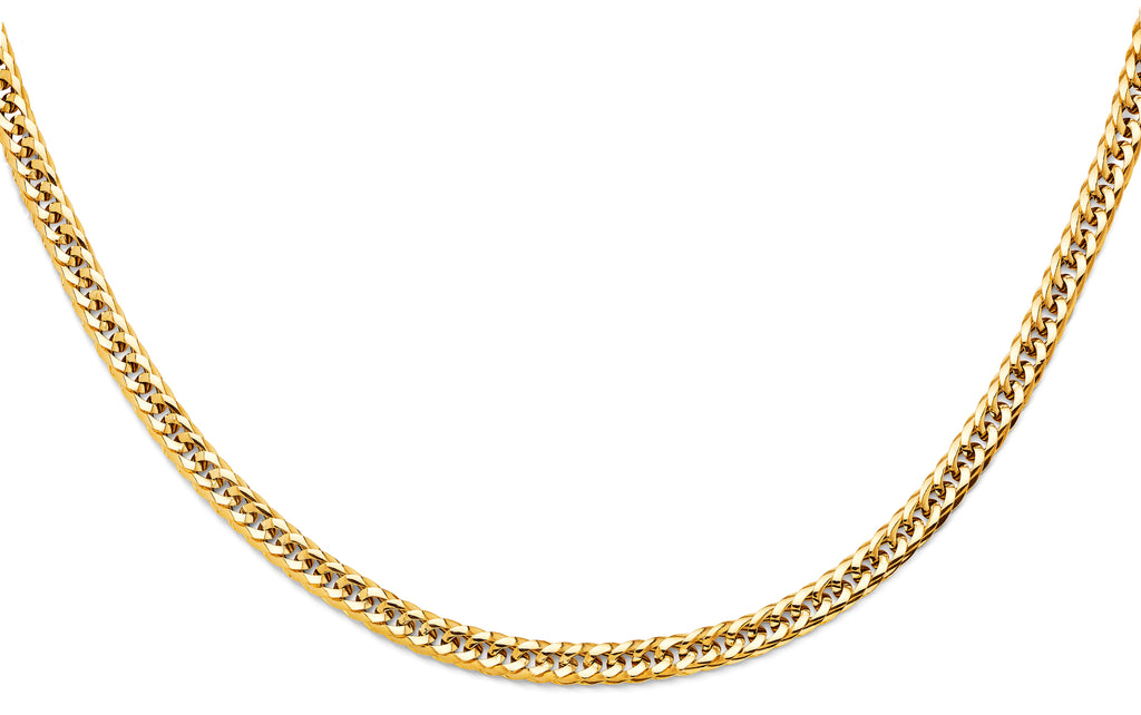 14K Yellow Gold Hollow Concaved Curb Necklace