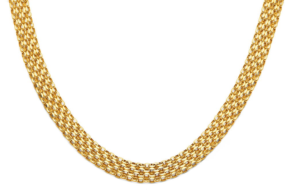 14K Yellow Gold Hollow Bismark Style Necklace