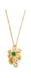 14K Yellow Gold Green Stone Flower Necklace