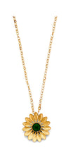 Load image into Gallery viewer, 14K Yellow Gold Green Stone Sunflower Necklace