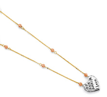 Load image into Gallery viewer, 14K Tri Color Gold Love Heart Necklace