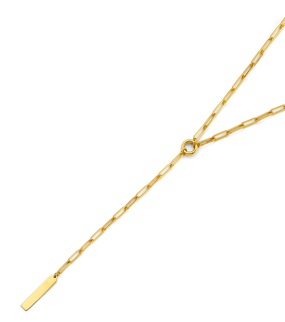 14K Yellow Gold Hanging Bar Necklace