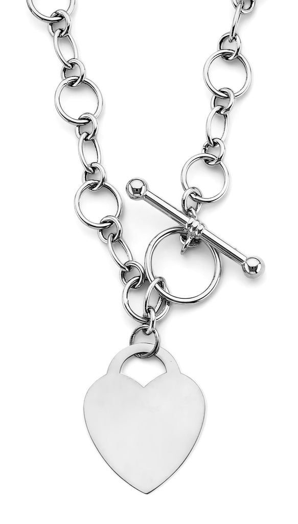 14K White Gold Hollow Necklace With Heart Pendant