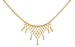 14K Tri Color Gold Beaded Necklace