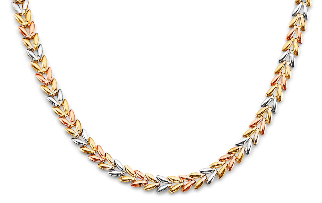 14K Tri Color Gold Double Face Stampato Necklace