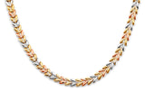 14K Tri Color Gold Double Face Stampato Necklace