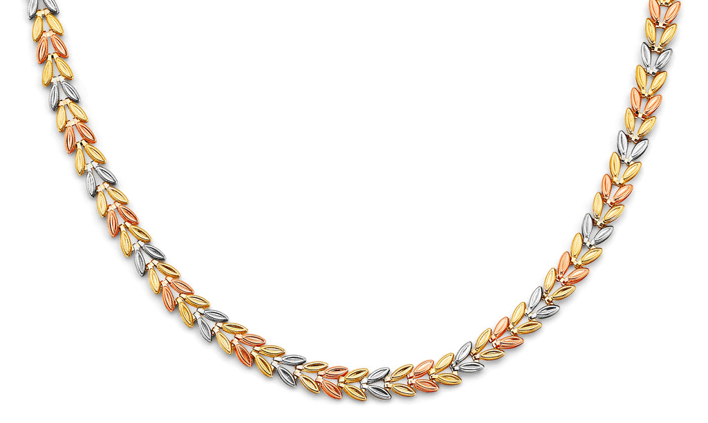 14K Tri Color Gold Stampato Double Face Necklace