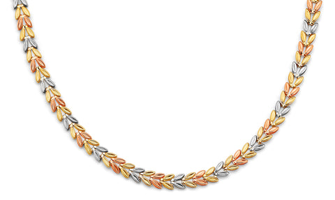 14K Tri Color Gold Stampato Double Face Necklace