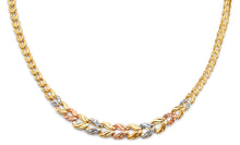 Load image into Gallery viewer, 14K Tri Color Gold D Face Gradated Stampato Necklace