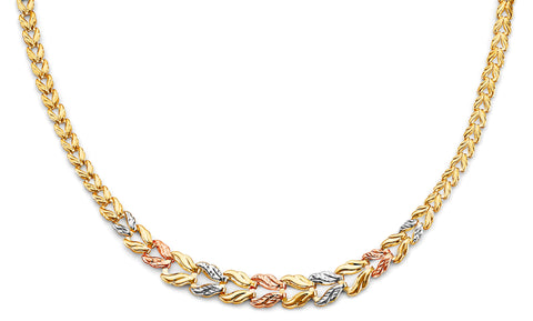 14K Tri Color Gold D Face Gradated Stampato Necklace