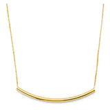 14K Yellow Gold Curved Round Bar Necklace