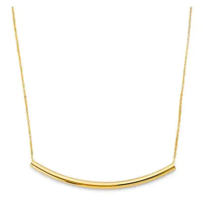 14K Yellow Gold Curved Round Bar Necklace