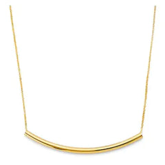 14K Yellow Gold Curved Round Bar Necklace