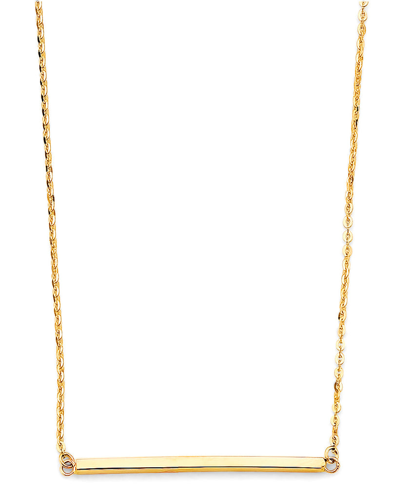 14K Yellow Gold Long Square Bar Necklace