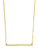 14K Yellow Gold Long Square Bar Necklace