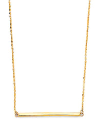 14K Yellow Gold Long Square Bar Necklace