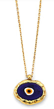 Load image into Gallery viewer, 14K Yellow Gold Fancy Blue Evil Eye Necklace