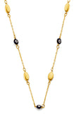 14K Yellow Gold Blue Color Evil Eye Necklace