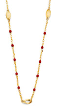 Load image into Gallery viewer, 14K Yellow Gold Red Enamel Bead Necklace