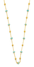 Load image into Gallery viewer, 14K Yellow Gold Turquoise Color Enamel Bead Necklace