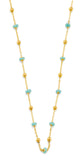 14K Yellow Gold Turquoise Color Enamel Bead Necklace