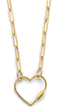 Load image into Gallery viewer, 14K Yellow Gold Open Heart Lock Paperclip Necklace