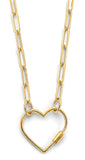 14K Yellow Gold Open Heart Lock Paperclip Necklace