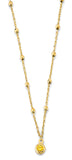 14K Yellow Gold Yellow CZ Charm Bead Necklace