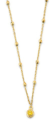 14K Yellow Gold Yellow CZ Charm Bead Necklace