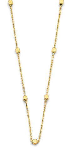 14K Yellow Gold Square Shape Bead Necklace