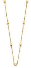 14K Yellow Gold Square Shape Bead Necklace